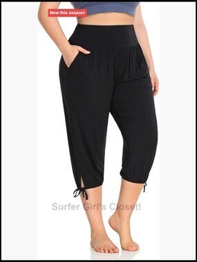 Plus Size Yoga Capri Pants Lounge Indoor Casual Joggers with Pockets